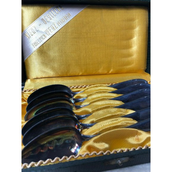 Set of 6 Antique Silver Wenz-Bestecke Tea Spoons in Original Box, Friedrich Wenz - Picture 3 of 6